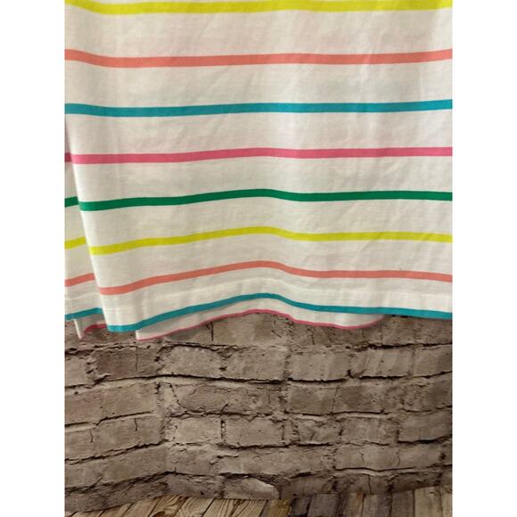 Crown & Ivy Shirt Women's Petite Medium Multicolor Rainbow Striped Ruffle V Neck - Picture 7 of 13